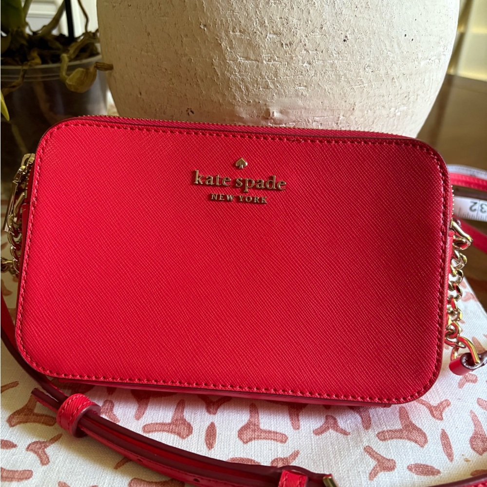 Kate Spade Red Crossbody Bag with Gold Hardware